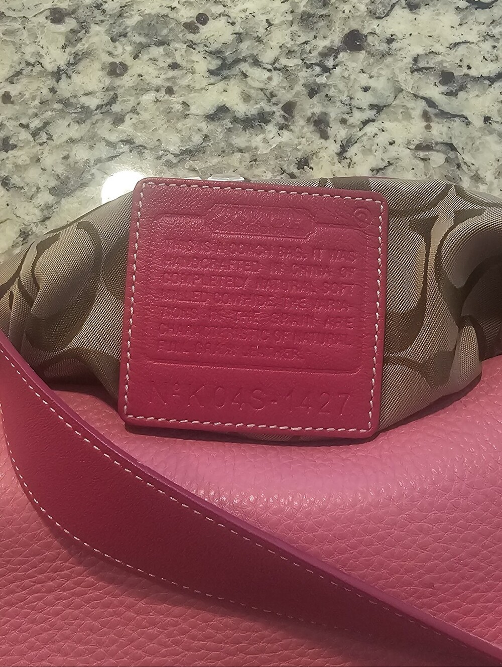 Coach Pink Leather Shoulder Bag with Signature Canvas Interior
